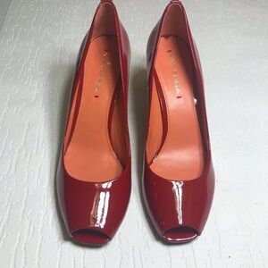 Via Spiga RED peep toe parte leather NEW